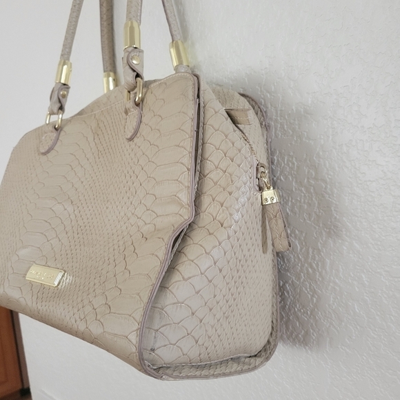 Olivia + Joy Croc Embossed Beige Vegan Shoulder Bag - Picture 4 of 14